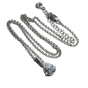 Vintage Sterling Silver Cubic Zirconia Pendant - 18 inch